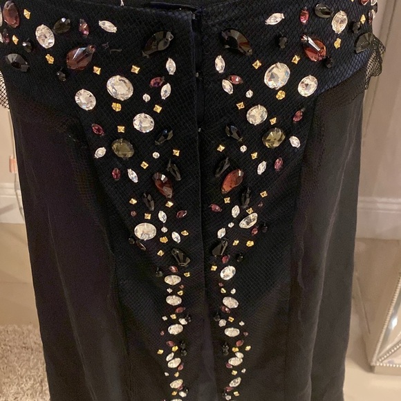 RACHEL Rachel Roy Black A-Line Maxi silk Skirt with White Embellishments size 6 - Picture 2 of 4